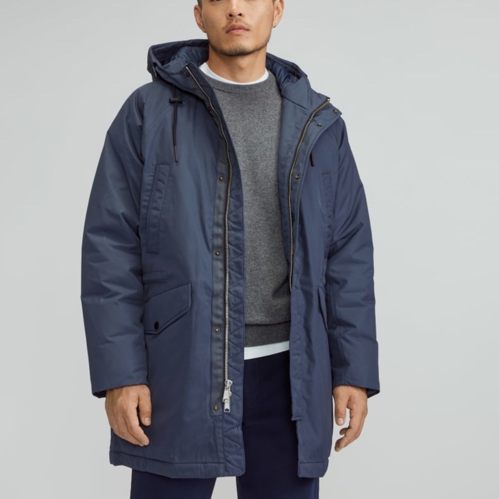 Everlane Men's reNew Parka Navy Hooded Puffer Coat almost new size S - Picture 6 of 6